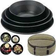 Camping Plate Set,Camping Dishes Stainless Steel Plates - Canvas Bag Included Flatware, Reusable Dining Tools for Family Friends Couples Outdoor Dining