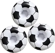 JOINPAYA Football Pattern Floating Drink Holders 3pcs Inflatable PVC Material for Sports Parties
