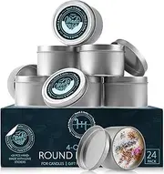 Hearth & Harbor Tin Candle Jars for Making Candles - DIY Candle Containers with Lids - Metal Candle Jars - Bulk Tins Storage for Candle (24, Stainless Steel)