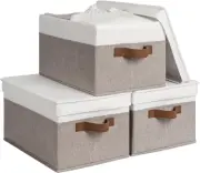 Multipurpose Foldable Storage Baskets - Premium Brown & White Design, 3-Pack