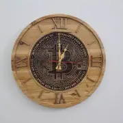 Crypto currency Wall Clock | Wood Cryptocurrency Engraved New Design Home Decor