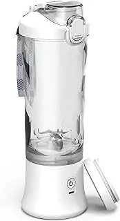 [Meichoon] Portable Blender Electric USB Juicer Cordless 600ml/21oz Personal Size Sipping Spout 6-Blade Head Sport Travel LB34 White