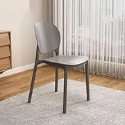 Dining Room Chairs, Stackable Plastic Seat with Backrest, Non-Slip Kitchen Stool Desk Chair for Office Living Room Lightweight(Grey)