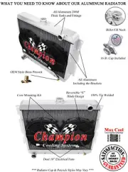 PR 2 Row 1" Radiator, 2 10" Fans for 1970 1971 Dodge Challenger Big Block V8 Eng
