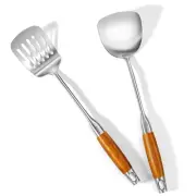 2Pcs Wok Spatula Stainless Steel set, Stainless Steel Metal Wok Spatulas Uten...