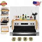 Wooden Stove Top Spice Shelf with Hooks – Perfect for Clutter-Free Kitchens