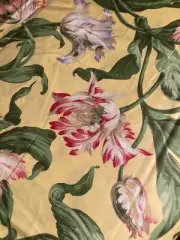 Schumacher Screen Print Yellow Floral Fabric PARROT TULIPS ~ 3 Yards