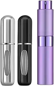 Perfume Atomizer Bottle,Refillable Travel Perfume Refill Bottle Leakproof Portable Sprayer Women/Men Small Mister Spray Bottle for Travel Accessories (3Pcs BK+SV+PL)