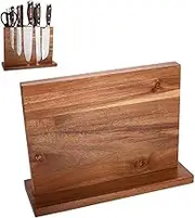 oolong Multi Functional Acacia Wood Magnetic Knife Holder, Double-Sided Strong Enhanced Magnets, Space-Saving Kitchen Storage for Knives