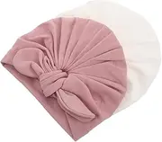 [Yardenfun] Boys Newborn Hats Soft Cotton Turban Cap Earflaps Winter Hat for Boys Charming Bow Bonnet 2 Pack