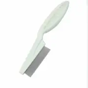 White Nonslip Grip Cat Dog Pet Grooming Rake Comb Silver Tone 14cm Long
