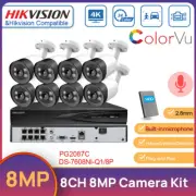 Hikvision 8CH 8MP 4K ColorVu Bullet IP Home Security Camera System MIC Plug Play