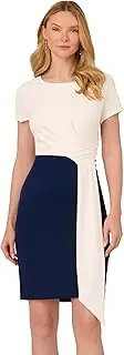 [Adrianna Papell] Women's Colorblock Draped Short Dress