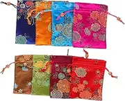 KOMBIUDA 8pcs Drawstring Jewelry Pouches: Embroidered Fabric Bags For Beads Makeup Wedding Favors Cloth Unique Design Convenient Storage