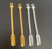 4pcs Mini Shovel Spoon, Mini Shovel Spoon,Pendants Necklace Vials for Home Supplies or Pendants Necklace-2GOLD,2SILVER