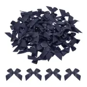 80Pcs Mini Ribbon Bow 1.5" Mini Fabric Satin Ribbon Flower Bows Dark Blue