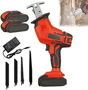 Cordless Reciprocating Saw, Electric Bone Meat Cutter, Brushless 3000r/min Infinitely Variable Speed with 2 Batteries 4 Saw Blades and Self-Locking Chuck for Metal, Wood, PVC, Bone Meat Cutting.