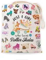 Just a Girl who loves Sport, Personalized Tote bag for Birthday Graduation Gifts,Sport Lovers Gift,Canvas Bag for Girl Women (Roller Skates), Beige