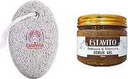ESTAVITO Pedicure & Manicure Combo Set | 1 PC OVAL SHAPED STONE + 1 PC Hand and Foot scrub Gel 250 gms | Exfoliates, removes dead skin cells, Sun tan |