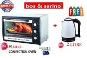 35L Convection Rotisserie Grill BBQ Oven 1500W + 2L Gloss White Cordless Kettle