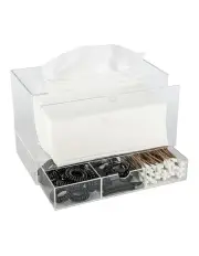 [Little Label Co] Acrylic Tissue Box Holder with Pull Out Storage in Clear
