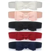 Women Cute Bowknot Elastic Waist Belt Stretch Cinch Dress Accessory Vintage