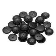 30pcs Wooden Sewing Button 25mm 2 Holes Round Craft Buttons, Black