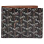 【GOYARD 高雅德】經典滿版LOGO手工帆布摺疊短夾(黑/棕色AMALOUIS-K78-BLK-BR)