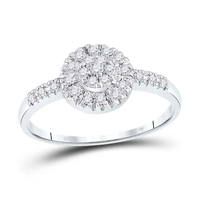 10kt White Gold Womens Round Diamond Cluster Ring 1/5 Cttw