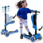 3-Wheeled Scooter for Kids - Wheel LED Lights, Adjustable Lean-To-Steer