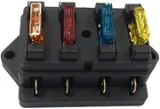 Generic 4 Way Fuse Holder Box Car Vehicle Automotive Circuit Blade Fuse Block with 4 Standard Fuses
