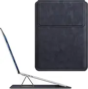 Fintie Sleeve Case for MacBook Air 15.3 M4 M3 M2 A3241 A3114 A2941, MacBook Pro 16 A3403 A3186 A2991 A2485 A2780 A2141, Pro 15 A1707 A1990 - PU Leather Slim Bag Cover with Stand Feature (Navy)