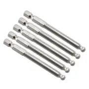 5pcs Ball End Hex Bits 1/4 Inch Hex Shank 75mm Magnetic Head Screwdriver Bit