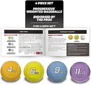 PowerNet Command Set Weighted Baseball Bundle | 4 oz 6 oz 9 oz 11 oz Heavy Training Balls for Pitching Throwing | Improve Control and Overall Arm Accuracy | Includes Long Toss Throwing Program