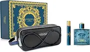 Eros by Versace for Men - 3 Pc Gift Set - 3.4oz EDP Spray, 0.3oz EDP Spray, Pouch