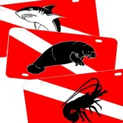 International Dive Flag with Shark, Manatee, Lobster, 8 Designs License Plate