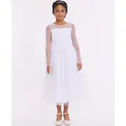 Iris & Ivy Lattice Beading Communion Dress in White at Nordstrom, Size 7