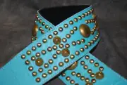 KISS Paul Stanley Blue Studded Stud Guitar Strap Diamond Pattern NEW Jodi Head