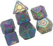 JOINPAYA Alloy Multi-Faceted Dice Set Digital Dice Board Game Accessories Portable Iridescent