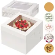 10pcs Cake Boxes, 12x12x8 Inches Tall Cake Box with Window, White Bakery Boxe...