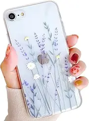 Compatible with iPhone 7/8/SE 2020/SE 2022 Case for Girls&Woman,Elegance Lovely Floral Flower Blooms Soft Clear TPU Rubber Gel Shock Absorption Protection Case for iPhone 7/8/SE 2020 4.7''