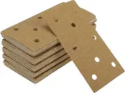 X AUTOHAUX Sandpaper Hook & Loop Sanding Sheets 7.09Inch x 3.74Inch Yellow 50 Pcs P60 Rectangular Flocking 8 Hole Efficient Grinding and Polishing