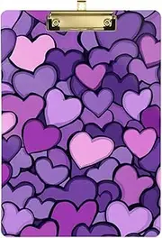 Clipboard Clip Cute Purple Hearts A4 Paper Sheet Clipboard Cardboard for Volleyball Baseball Coaches 12 x 9 with Metal Clip