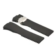 25*12MM SILICONE RUBBER WATCH BAND STRAP FOR ULYSSE NARDIN MARINE DIVER BLACK