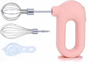 Wynboop MINI Household Cordless Electric Hand Mixer,USB Rechargable Handheld Egg Beater with 2 Detachable Stir Whisks 4 Speed Modes,Baking At Home For Kitchen,Lightweight Portable(Pink)