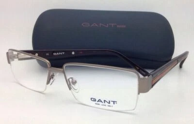 New GANT Eyeglasses G SALEM SGUN 57-15 140 Semi-Rimless Gunmetal/Tortoise Frame