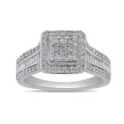 Square Look Halo Ring with 0.60ct of Diamonds in 9kt White Gold