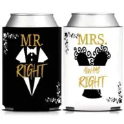 Wedding Can Coolers - Stubby Holder - Mr Right & Mrs Always Right - Great Gift!