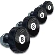4 Pcs 8 POOL BALL Black License Plate Frame Tag Bolt Screw for Harley