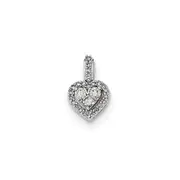 14K White Gold Polished Real Diamond Heart Pendant